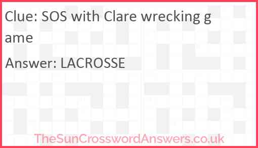 SOS with Clare wrecking game Answer