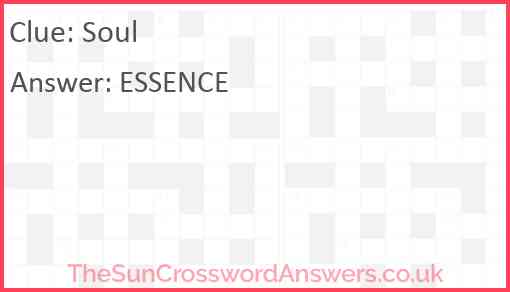 Soul crossword clue TheSunCrosswordAnswers co uk