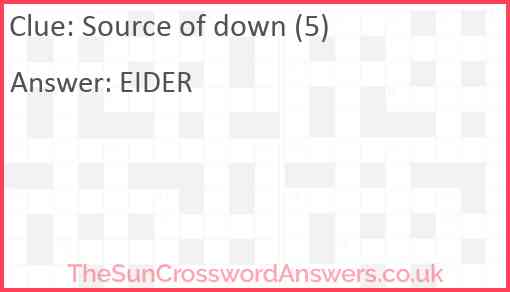 Source of down (5) Answer