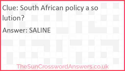 South African policy a solution? Answer