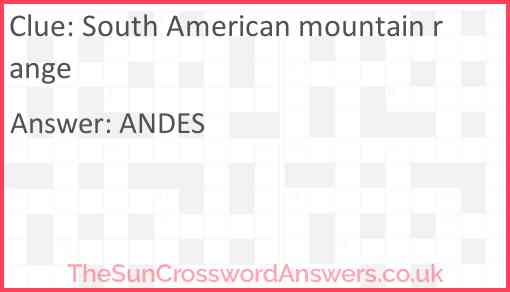 South American mountain range Answer