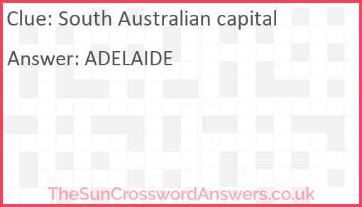 South Australian capital Answer