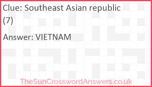 Southeast Asian republic (7) Answer