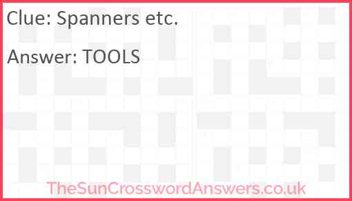 Spanners etc. Answer