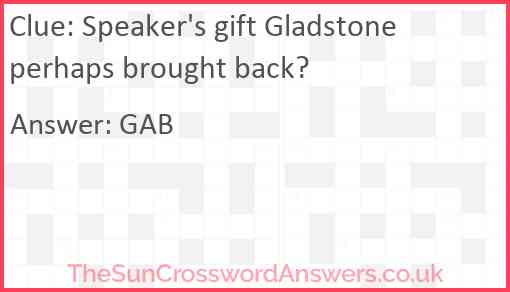 Speaker's gift Gladstone perhaps brought back? Answer