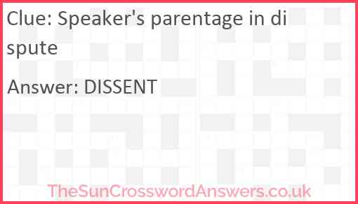 Speaker's parentage in dispute Answer