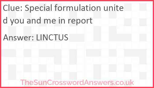 Special formulation united you and me in report Answer