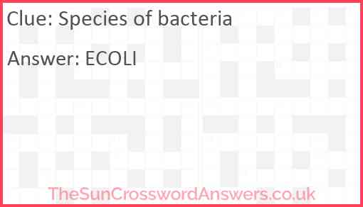 Species of bacteria Answer