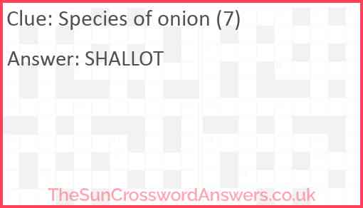 Species of onion (7) Answer
