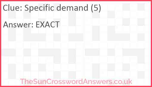 Specific demand (5) Answer