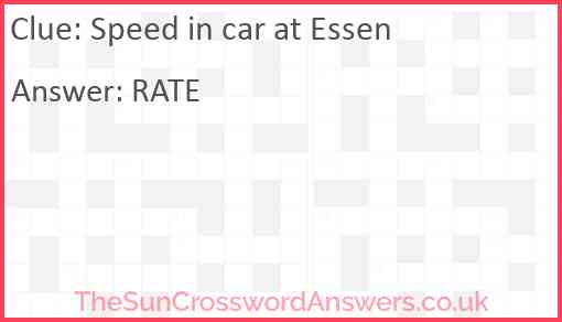 Speed in car at Essen Answer