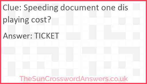 Speeding document one displaying cost? Answer