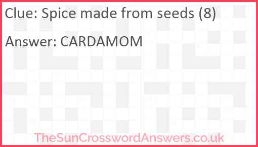 Spice made from seeds (8) Answer