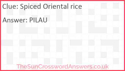 Spiced Oriental rice Answer