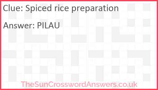 Spiced rice preparation Answer