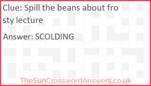 Spill the beans about frosty lecture Answer