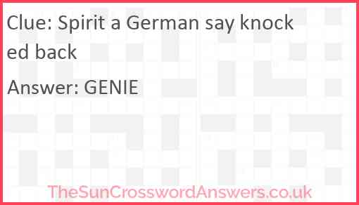Spirit a German say knocked back Answer