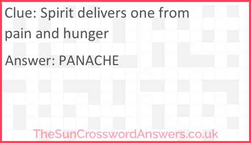 Spirit delivers one from pain and hunger Answer