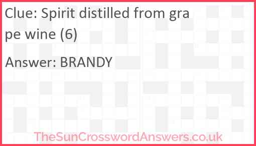 Spirit distilled from grape wine (6) Answer
