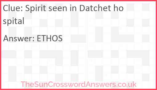 Spirit seen in Datchet hospital Answer