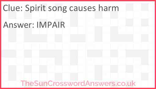 Spirit song causes harm Answer