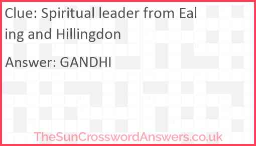 Spiritual leader from Ealing and Hillingdon Answer