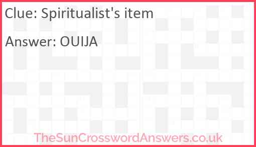 Spiritualist's item Answer