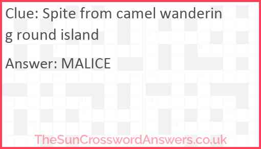 Spite from camel wandering round island Answer