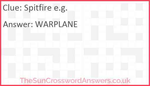 Spitfire e.g. Answer