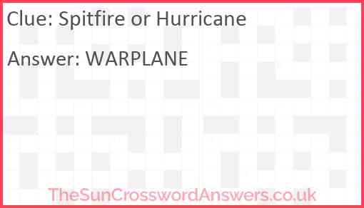 Spitfire or Hurricane Answer