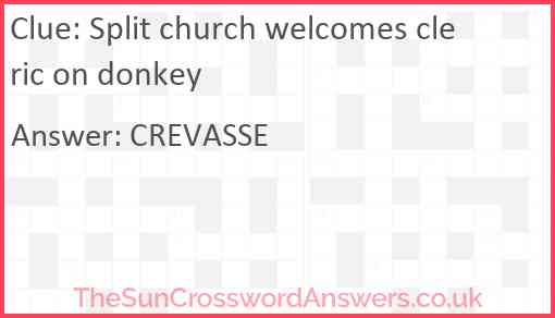 Split church welcomes cleric on donkey Answer