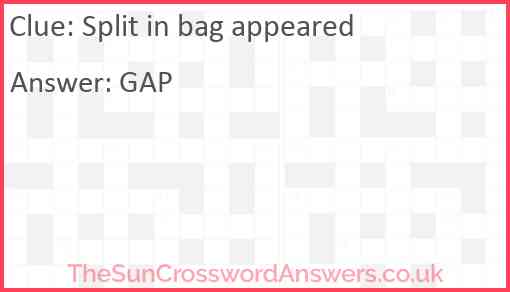 Split in bag appeared Answer
