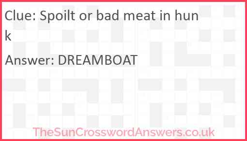 Spoilt or bad meat in hunk Answer
