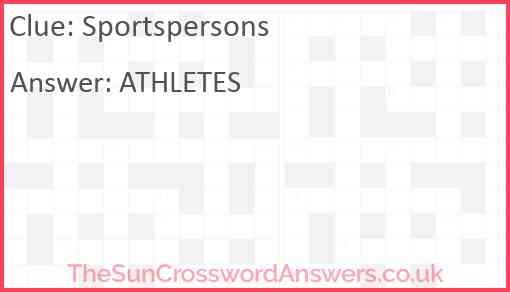 Sportspersons Answer