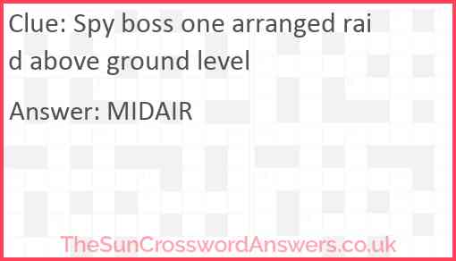 Spy boss one arranged raid above ground level Answer