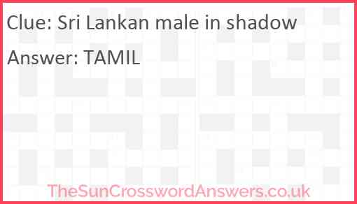 Sri Lankan male in shadow Answer