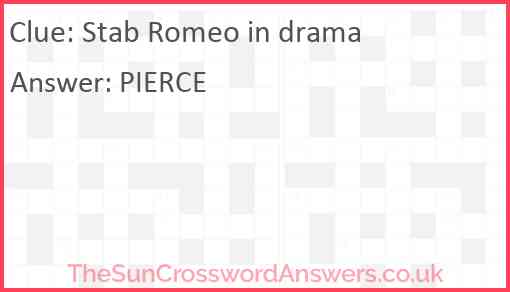 Stab Romeo in drama Answer