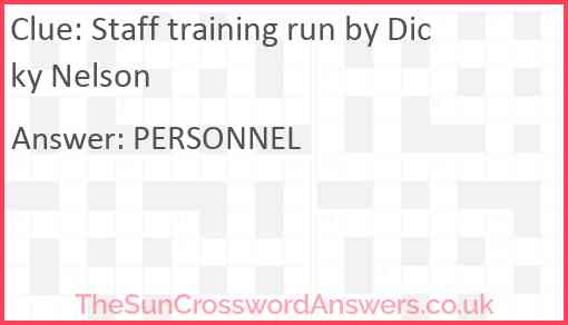 Staff training run by Dicky Nelson Answer