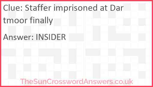 Staffer imprisoned at Dartmoor finally Answer