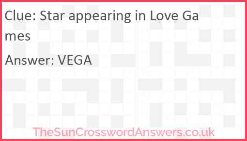 Star appearing in Love Games Answer