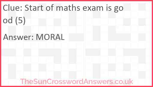 Start of maths exam is good (5) Answer