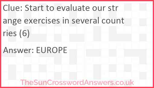 Start to evaluate our strange exercises in several countries (6) Answer