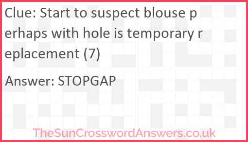 Start to suspect blouse perhaps with hole is temporary replacement (7) Answer
