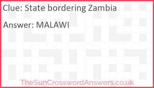 State bordering Zambia Answer