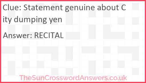 Statement genuine about City dumping yen Answer