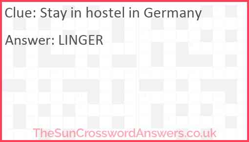 Stay in hostel in Germany Answer