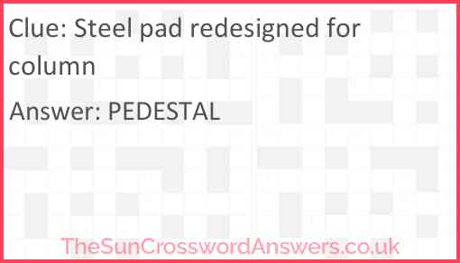 Steel pad redesigned for column Answer