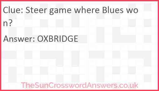 Steer game where Blues won Answer