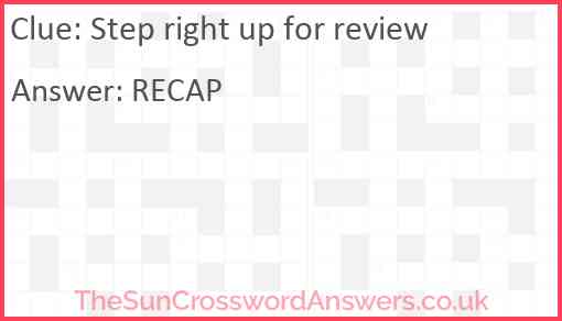 Step right up for review Answer