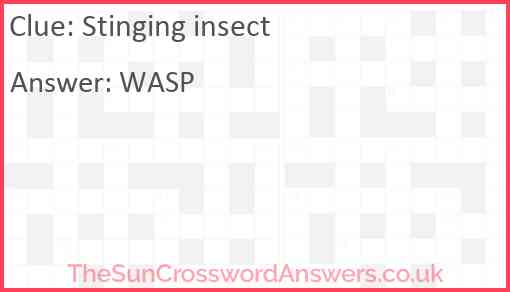 Stinging insect Answer